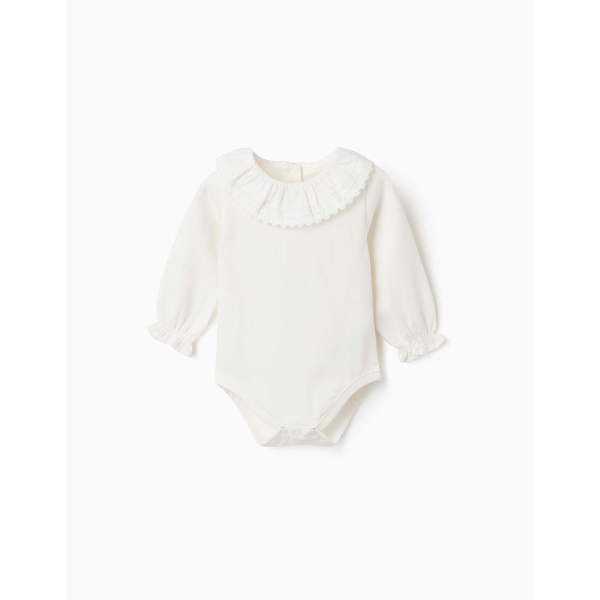 Body en coton à manches longues avec col à volants blanc, ZIPPY