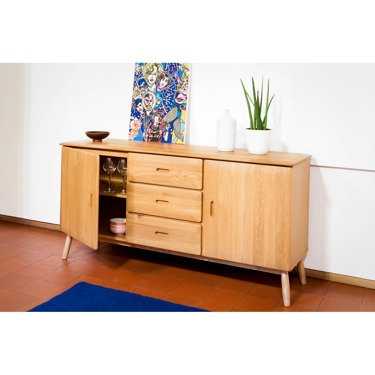 Buffet en chêne KADRELL bois clair, PRODUIT INTERIEUR BRUT