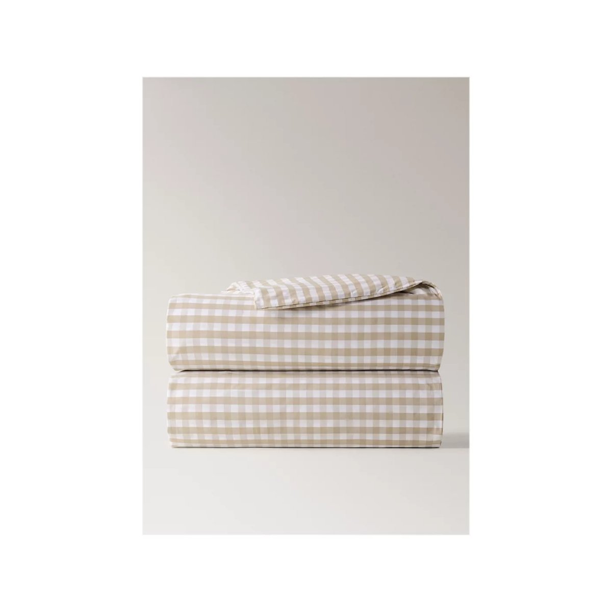 Housse de couette percale de coton carreaux vichy Lit 180/200 cm tabac, MANGO HOME
