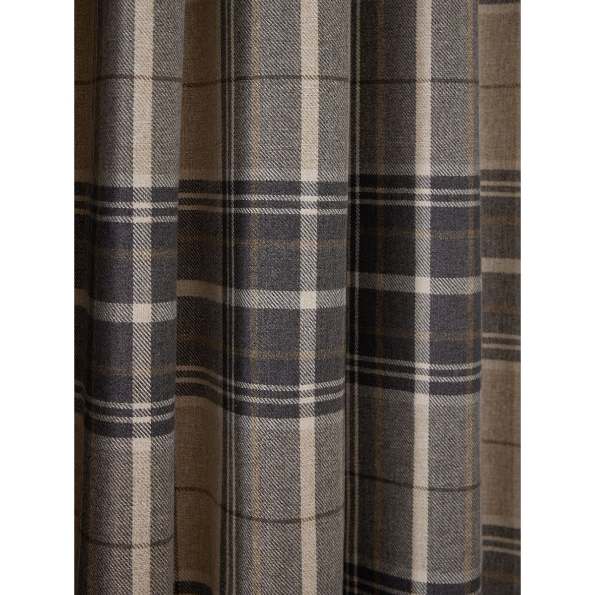 Rideaux doublés à carreaux brossés et œillets gris anthracite naturel, NEXT