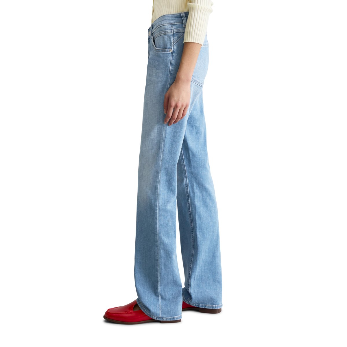 Jeans modèle Nella bootcut en Organic Cotton Stretch bleu clair, MARC O’POLO DENIM