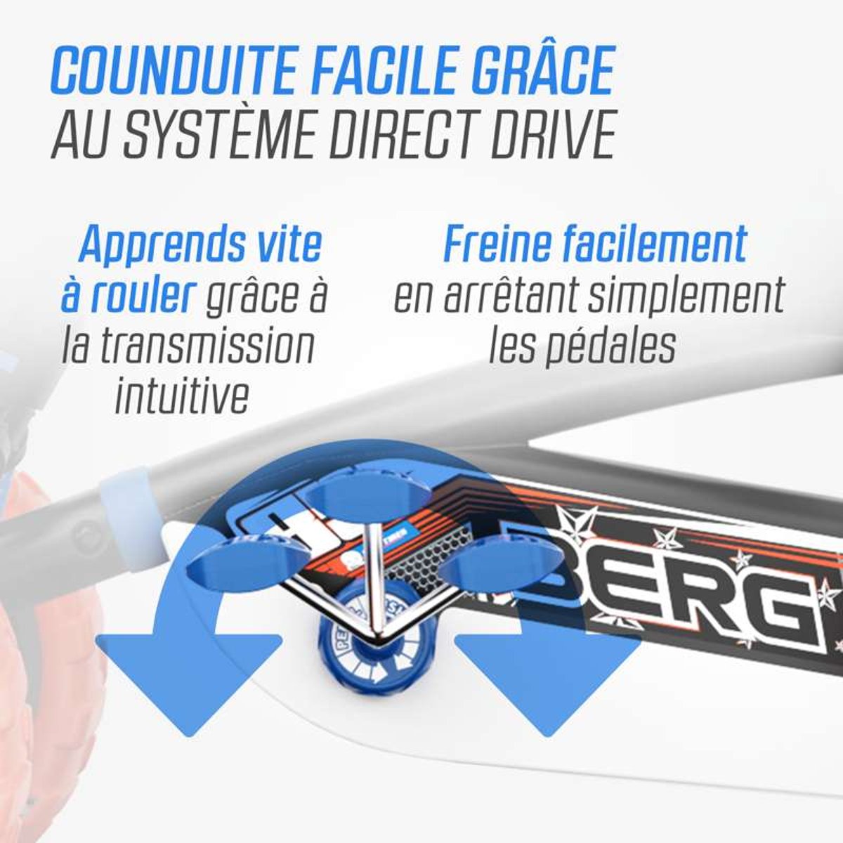 Kart à Pédales pour Enfants, 2+ Ans, Buzzy 2-in-1 blue/orange, BERG TOYS