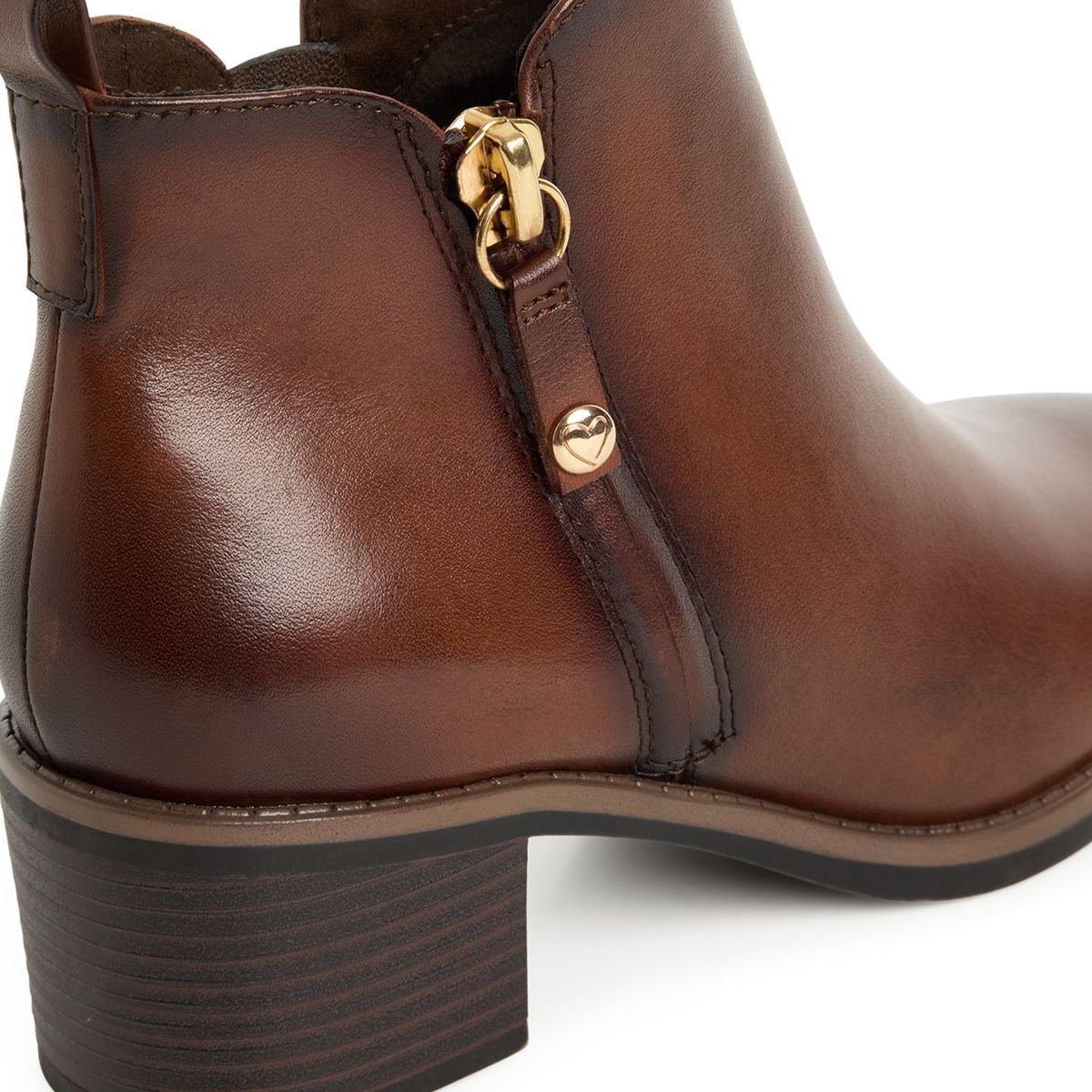 Bottine en cuir marron cognac, MARCO TOZZI