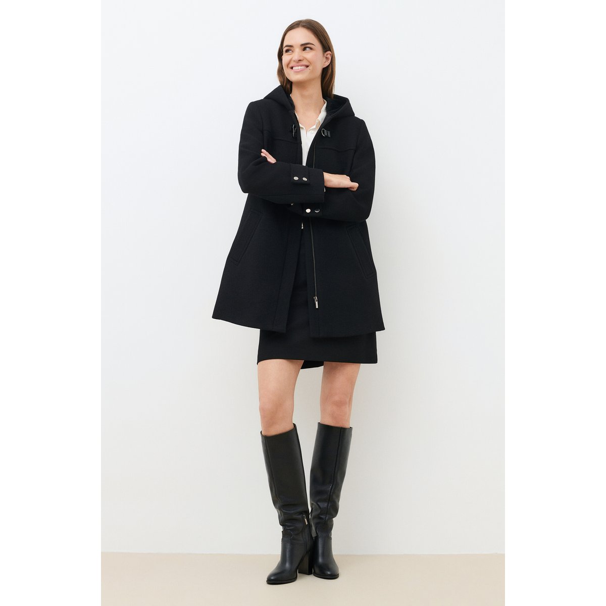 Manteau court évasé GUIMOTIN noir, CAROLL