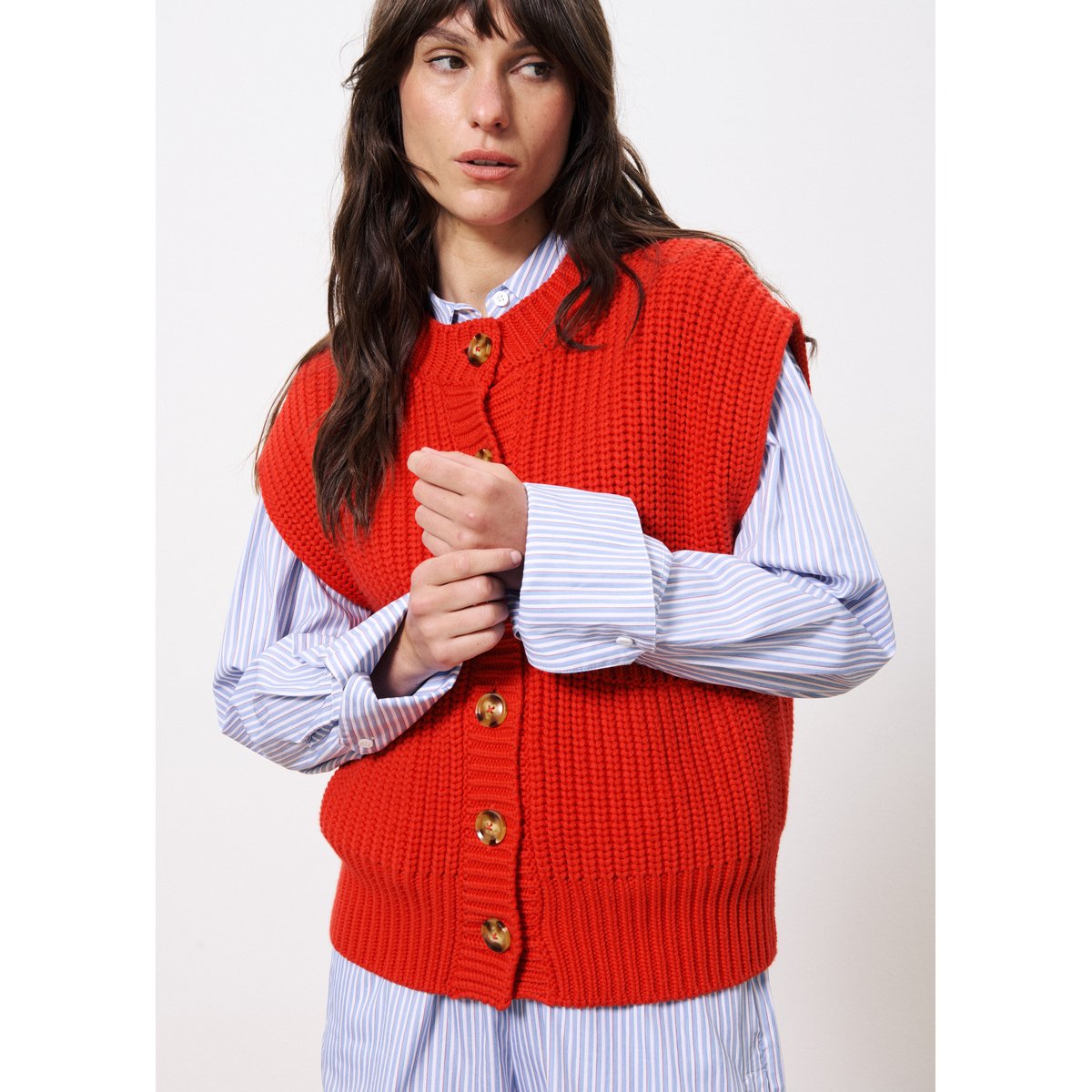Pull en coton CARMELE rouge, FRNCH
