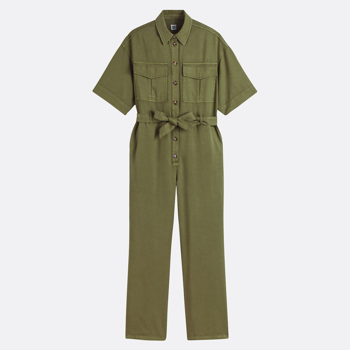 Jumpsuit met korte mouwen kaki , LA REDOUTE COLLECTIONS