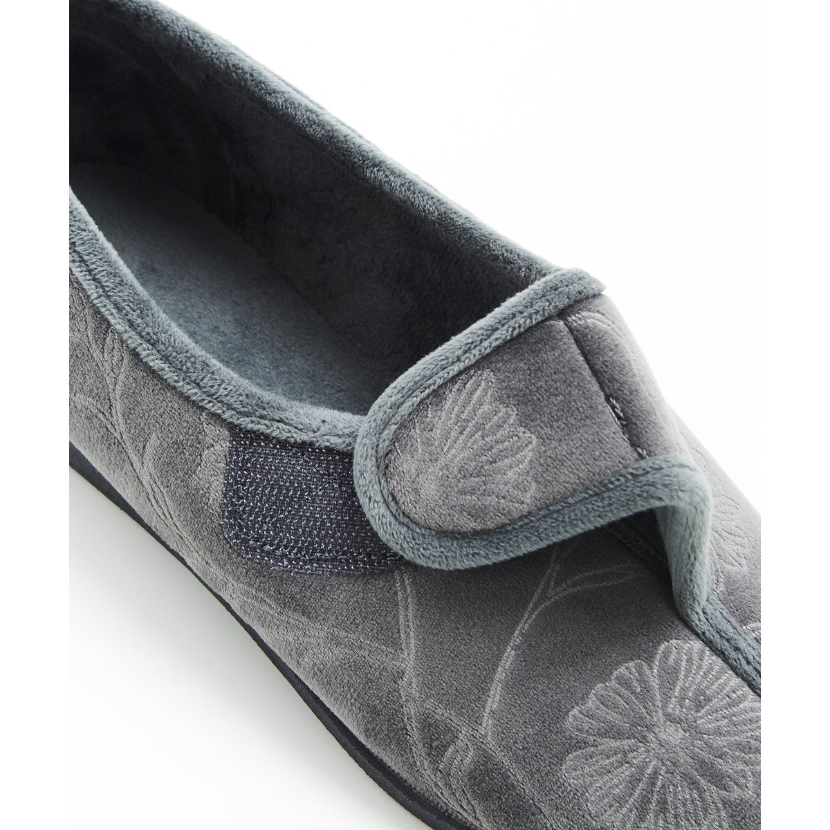 Chaussons à scratch gris foncé, DAMART