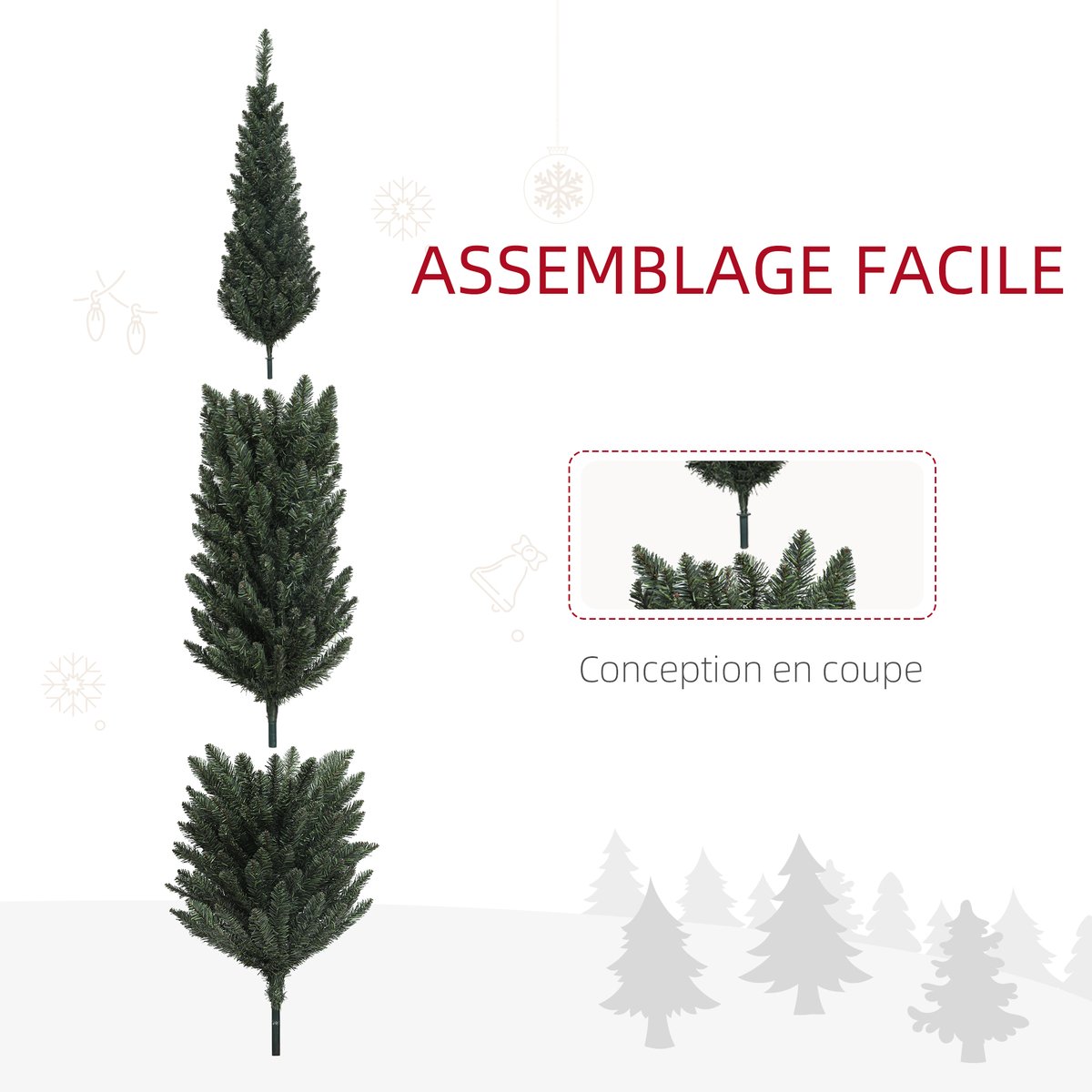 Sapin de Noël Plastique Vert vert, HOMCOM