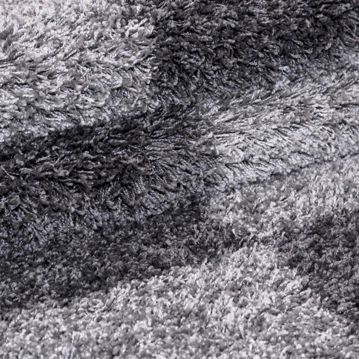 Tapis poils longs shaggy tissé motif géométrique RECTAN gris clair, gris foncé, UN AMOUR DE TAPIS