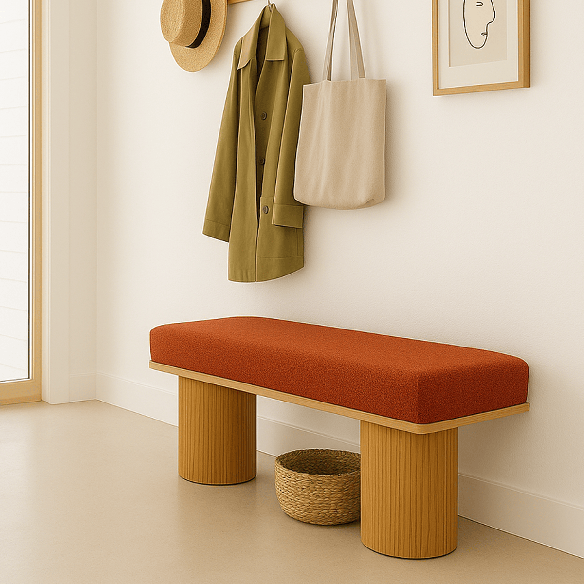 Banc en tissu bouclé - MAHE rouille, HOMIFAB
