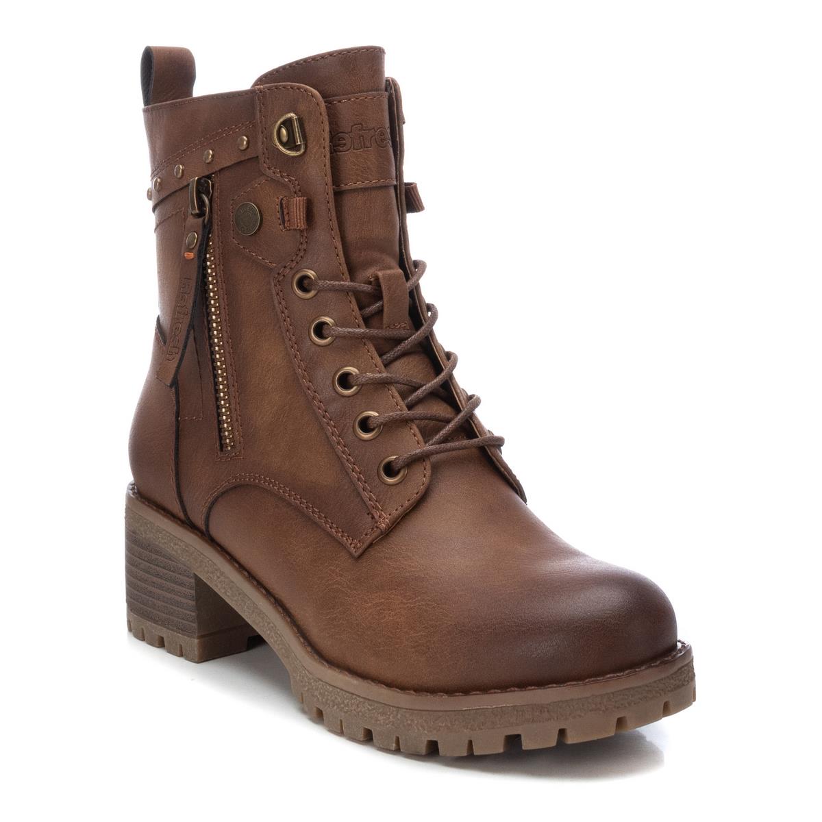 Bottine Militaire Talon Décontractée Fermeture éclair camel, REFRESH