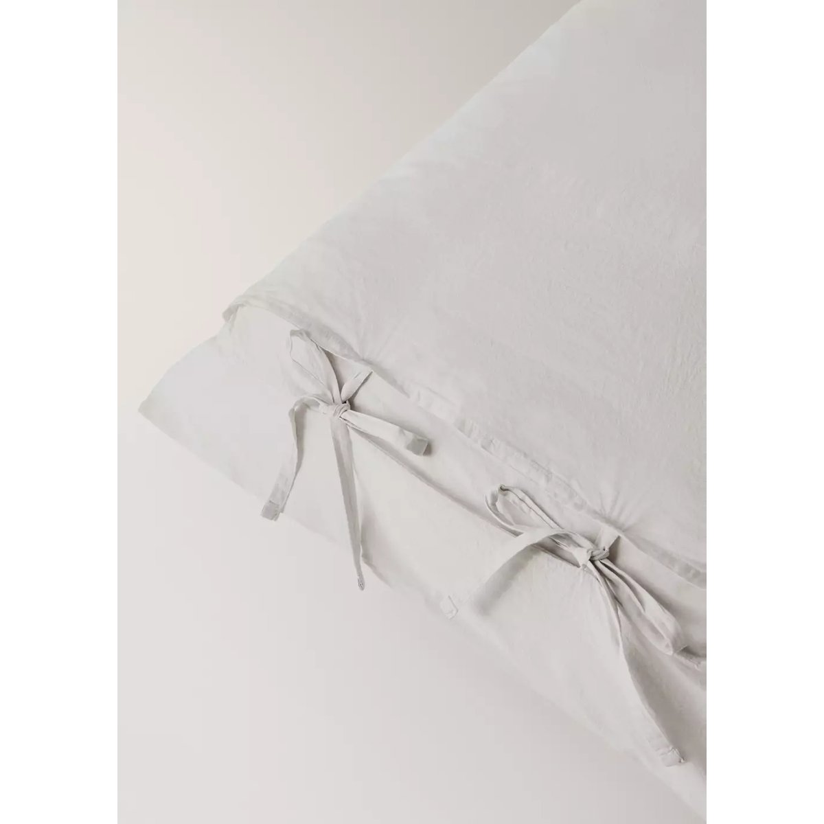 Deux taies d’oreiller coton lavé fermeture à nœuds 50x75 cm sable, MANGO HOME
