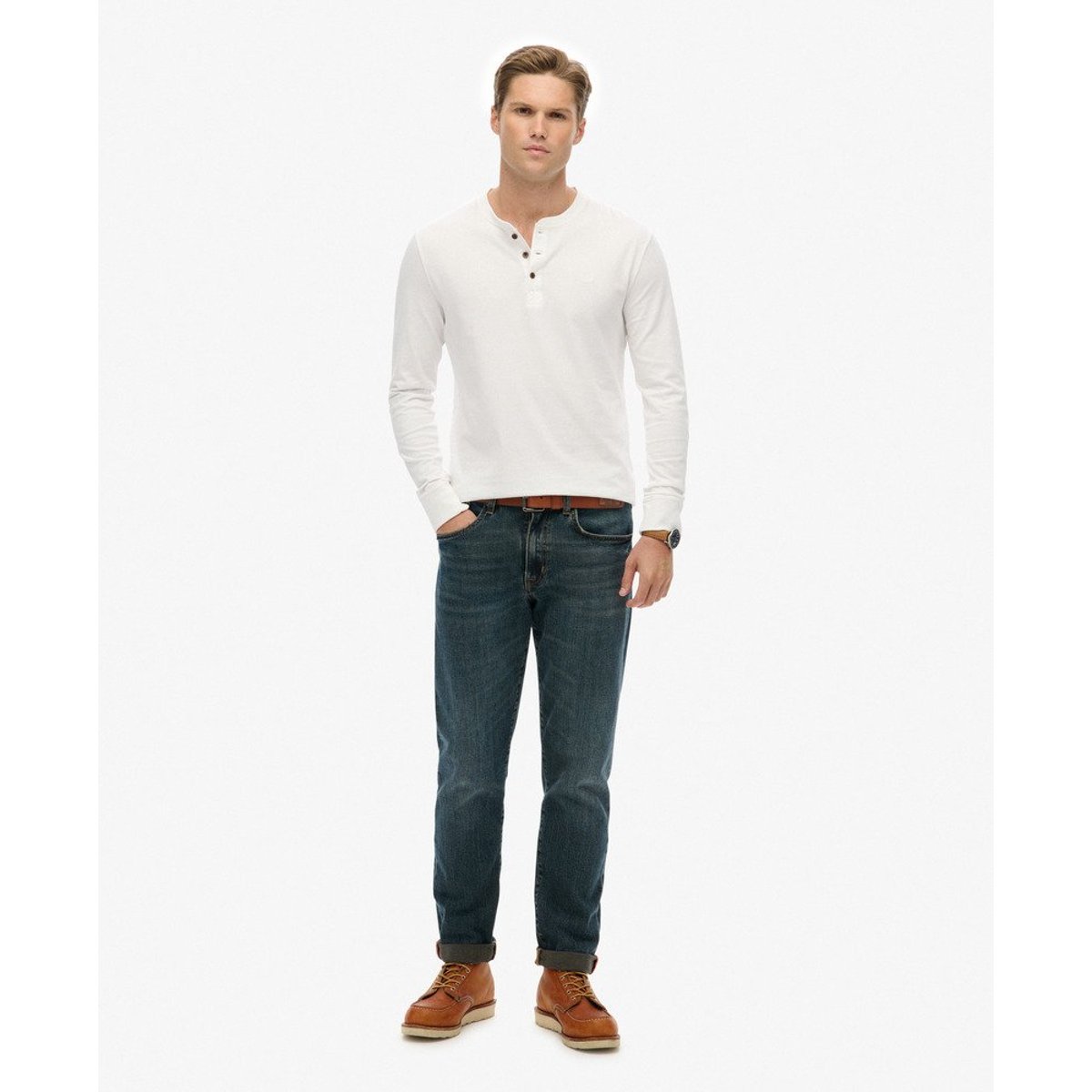 T-shirt Henley Classic Essential optic, SUPERDRY