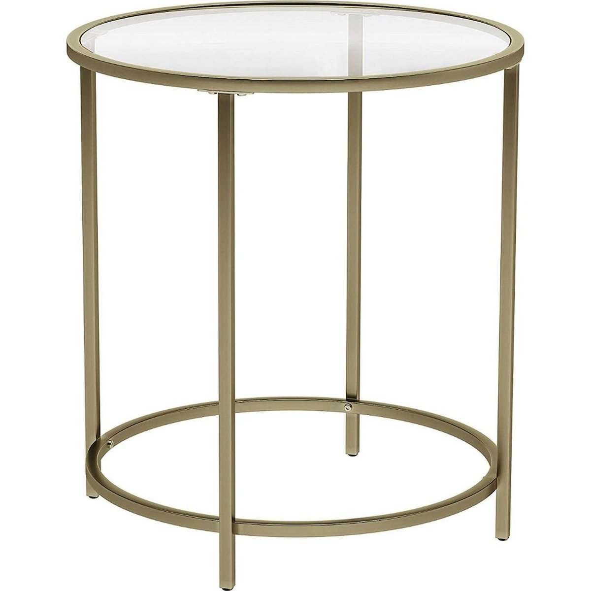 Table d'appoint ronde en verre trempé doré et verre transparent, RECOLLECTION