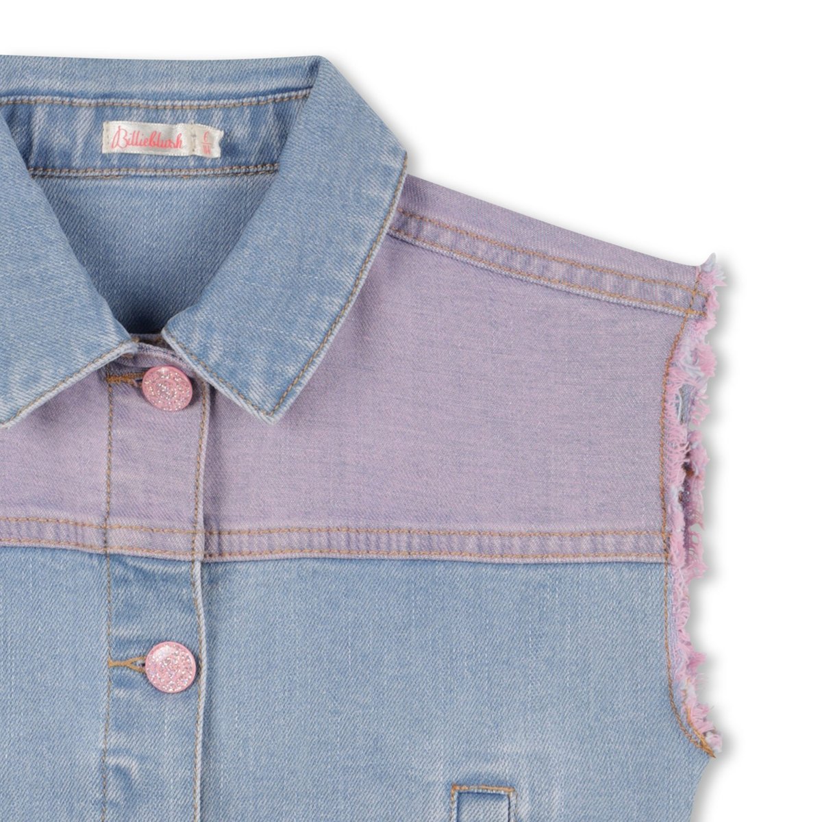 Veste en jean bicolore double stone+brossage, BILLIEBLUSH
