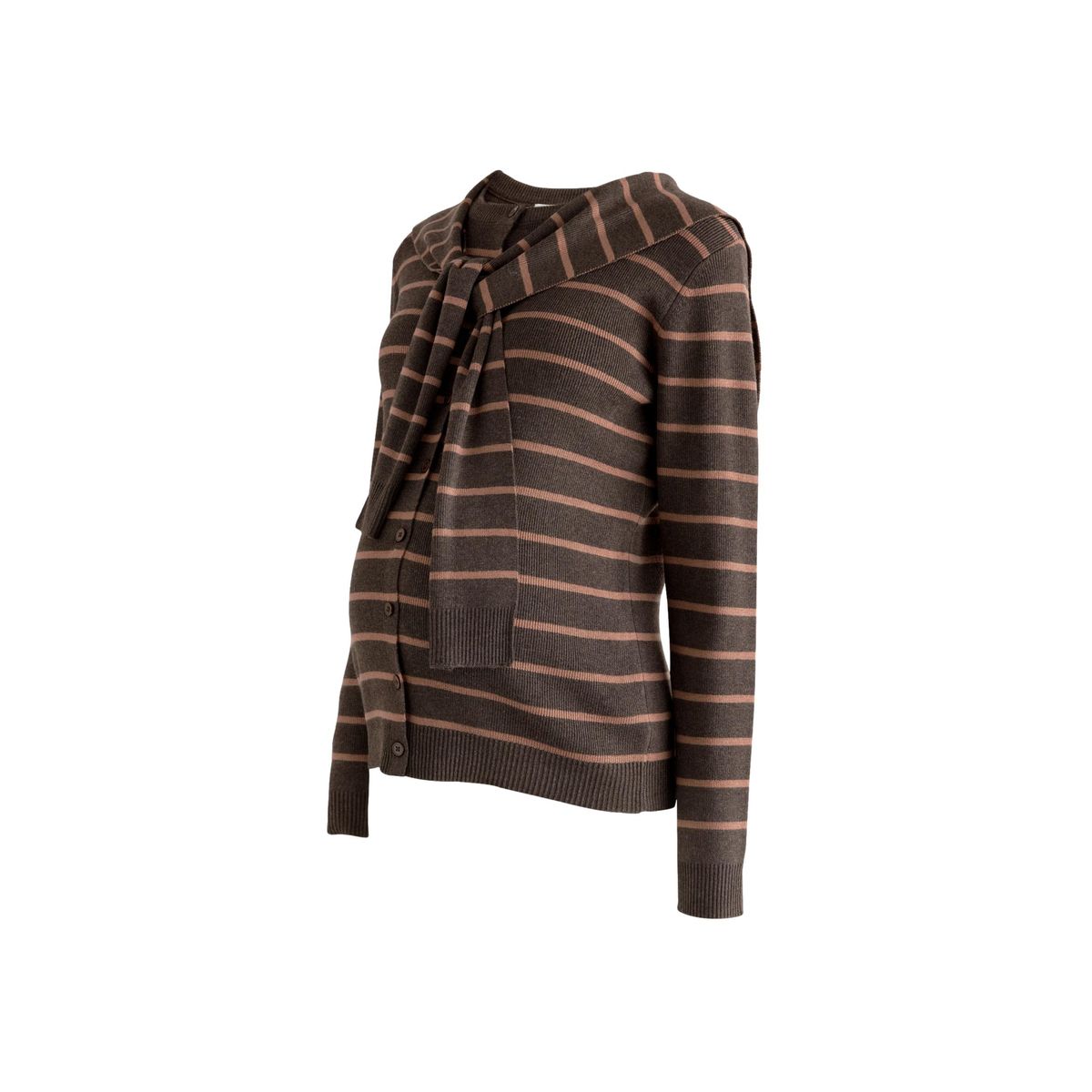Cardigan rayé en laine mélangée maternité marron, NEXT