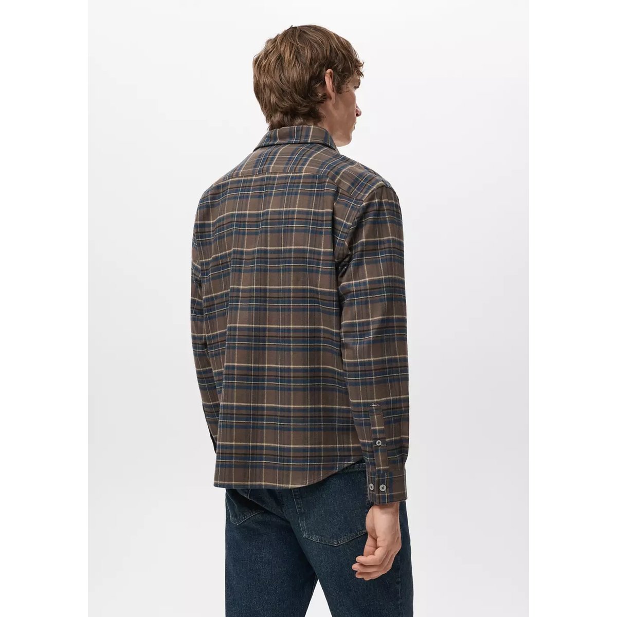 Chemise 100 % coton flanelle carreaux tabac, MANGO MAN