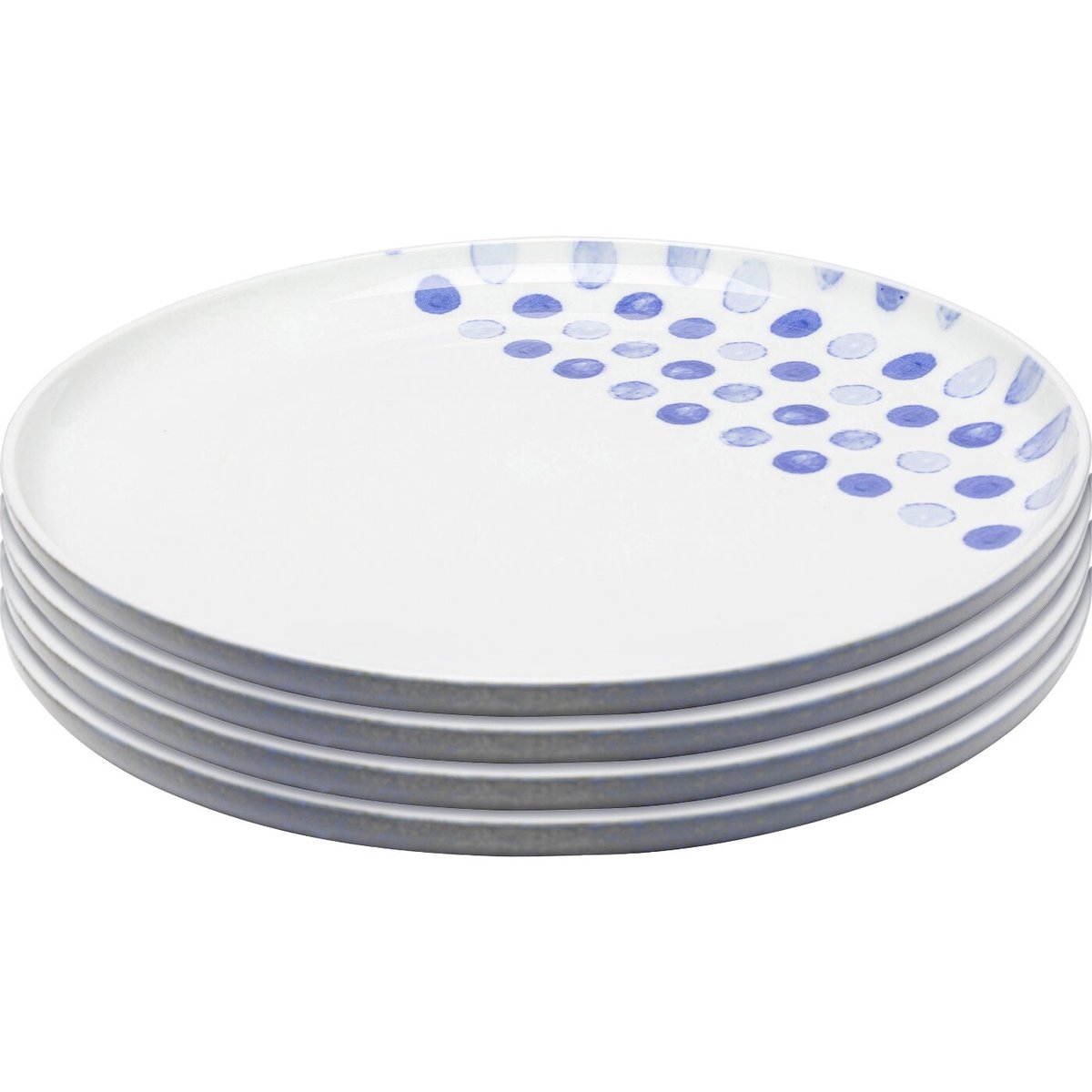 Lot de 4 assiettes plates à pois, PARTITO blanc, KARE DESIGN