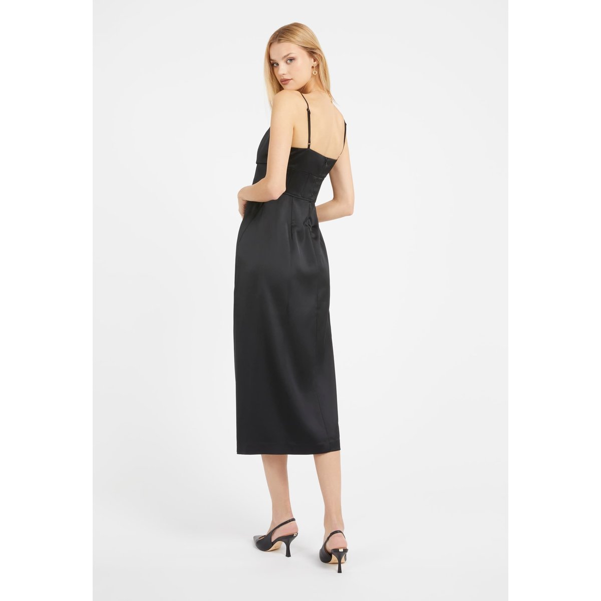 Robe Longue Satin noir, GUESS