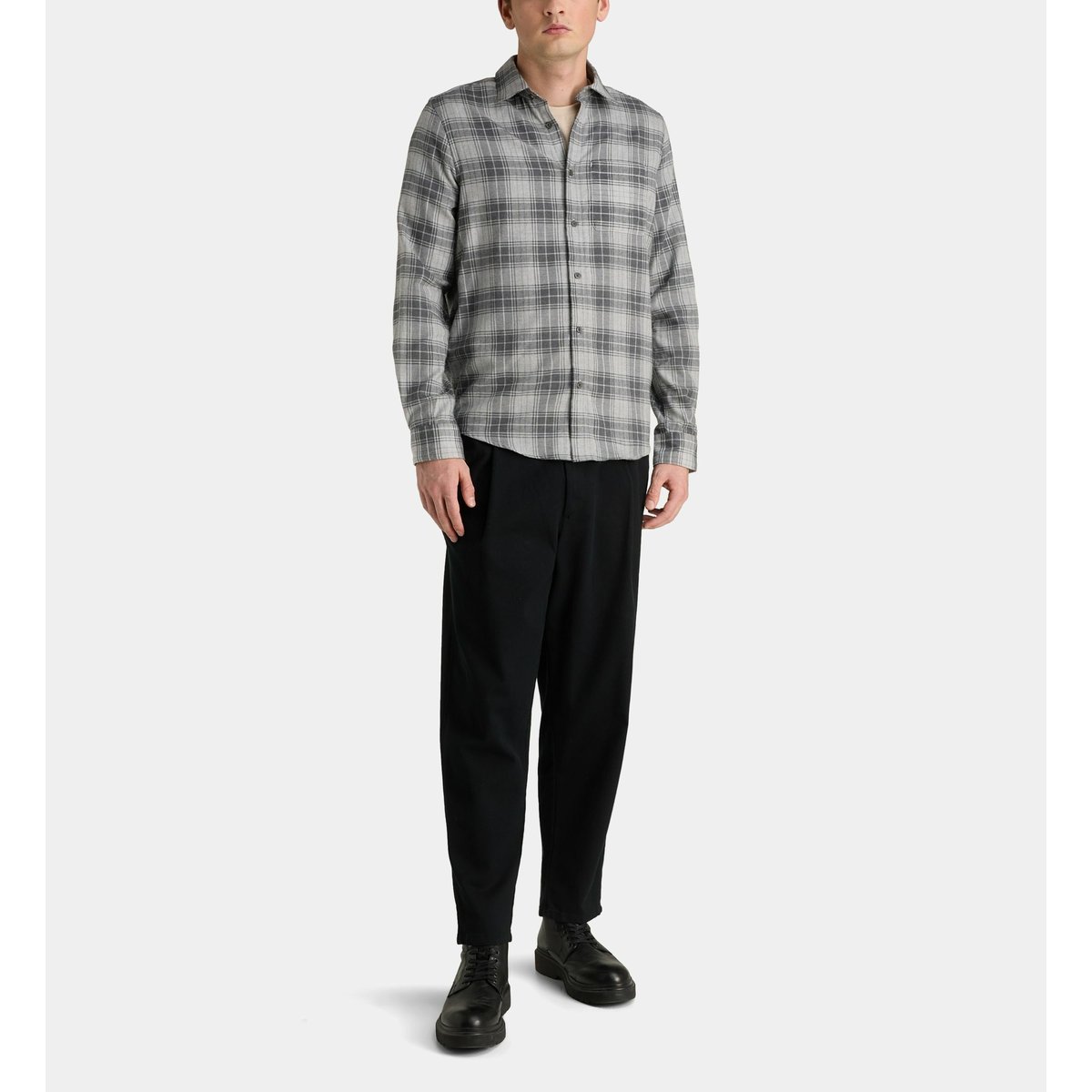 Chemise rifleck 2 à carreaux en coton gris, GALERIES LAFAYETTE