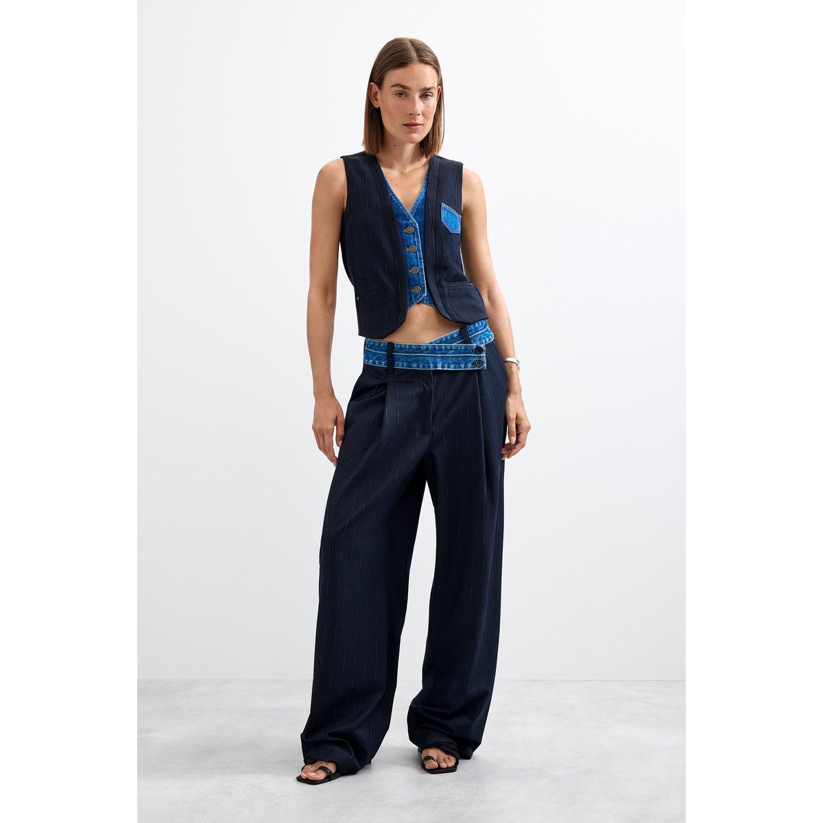 Gilet à double revers bleu, DESIGUAL