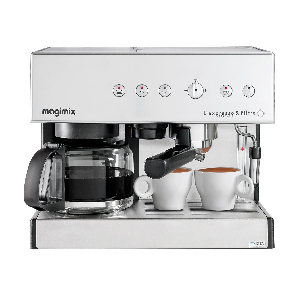 Combiné cafetière expresso 11423 gris chromé, MAGIMIX