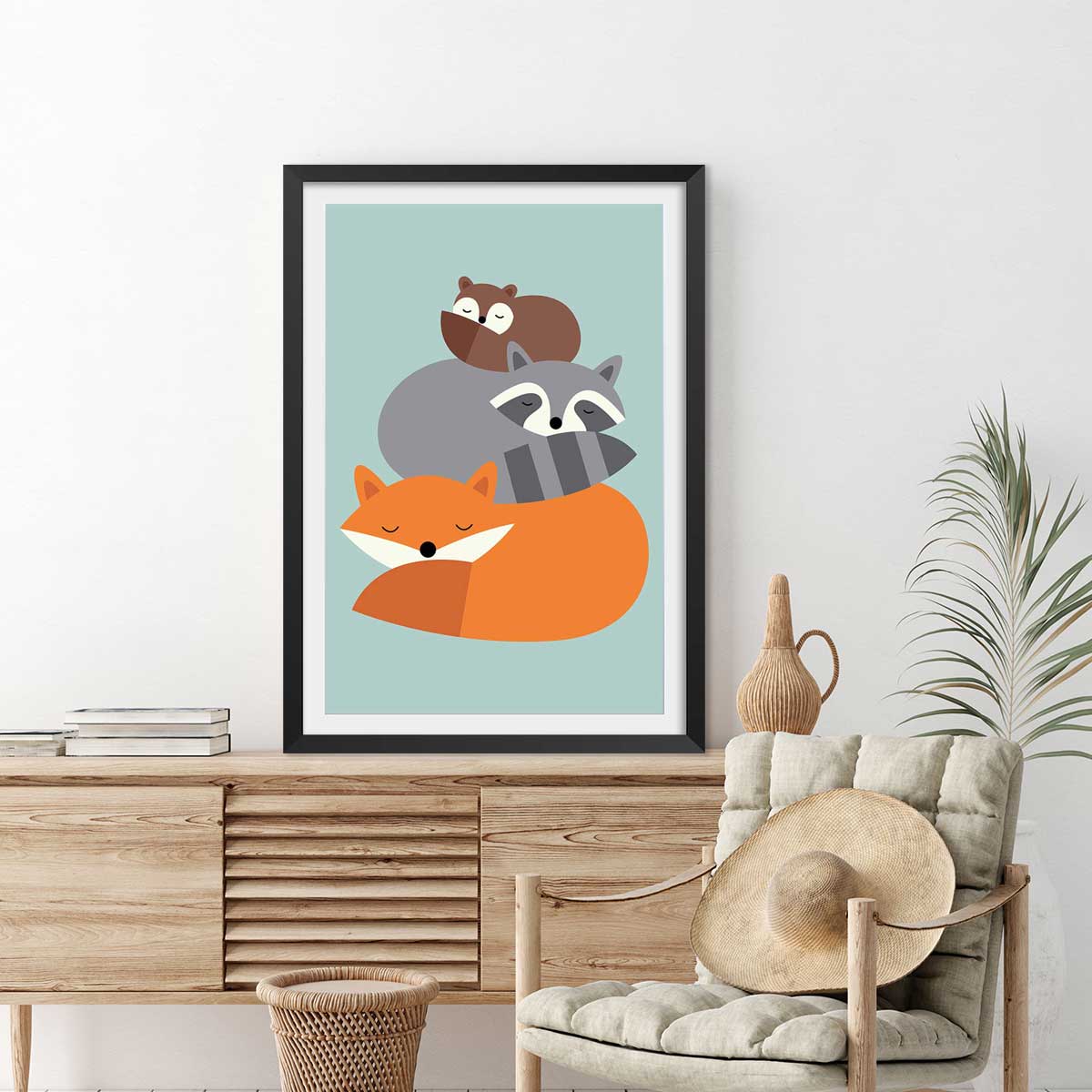 Affiche  chill forest affiche + cadre en bois - noir, HEXOA