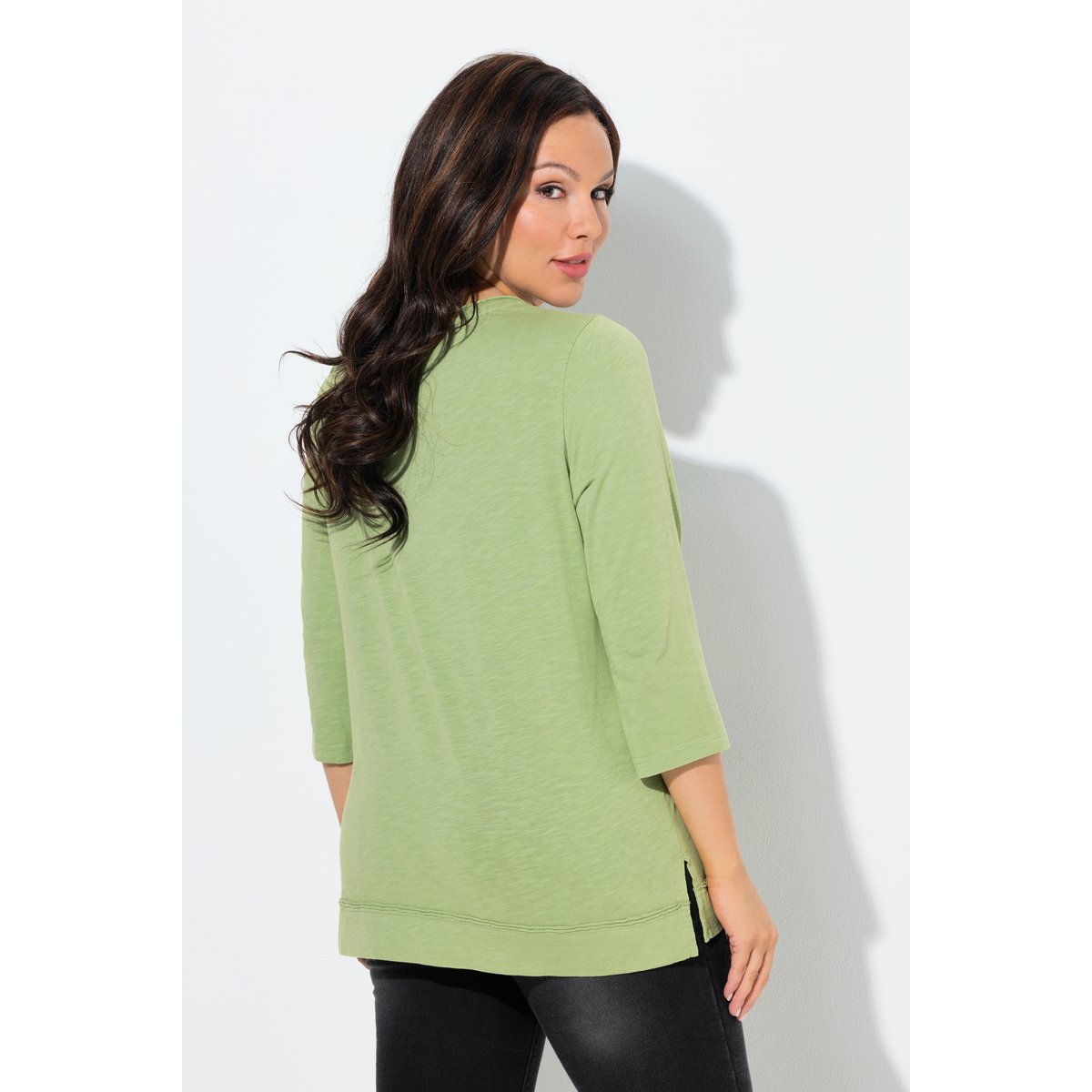 T-shirt motif à fleurs, coupe Classic Fit vert, ULLA POPKEN