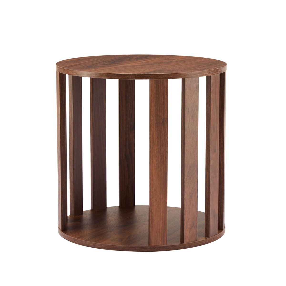 Lot de 2 tables basses gigognes effet bois rondes 50 et 75 cm, AMBROISE bois foncé, OVIALA
