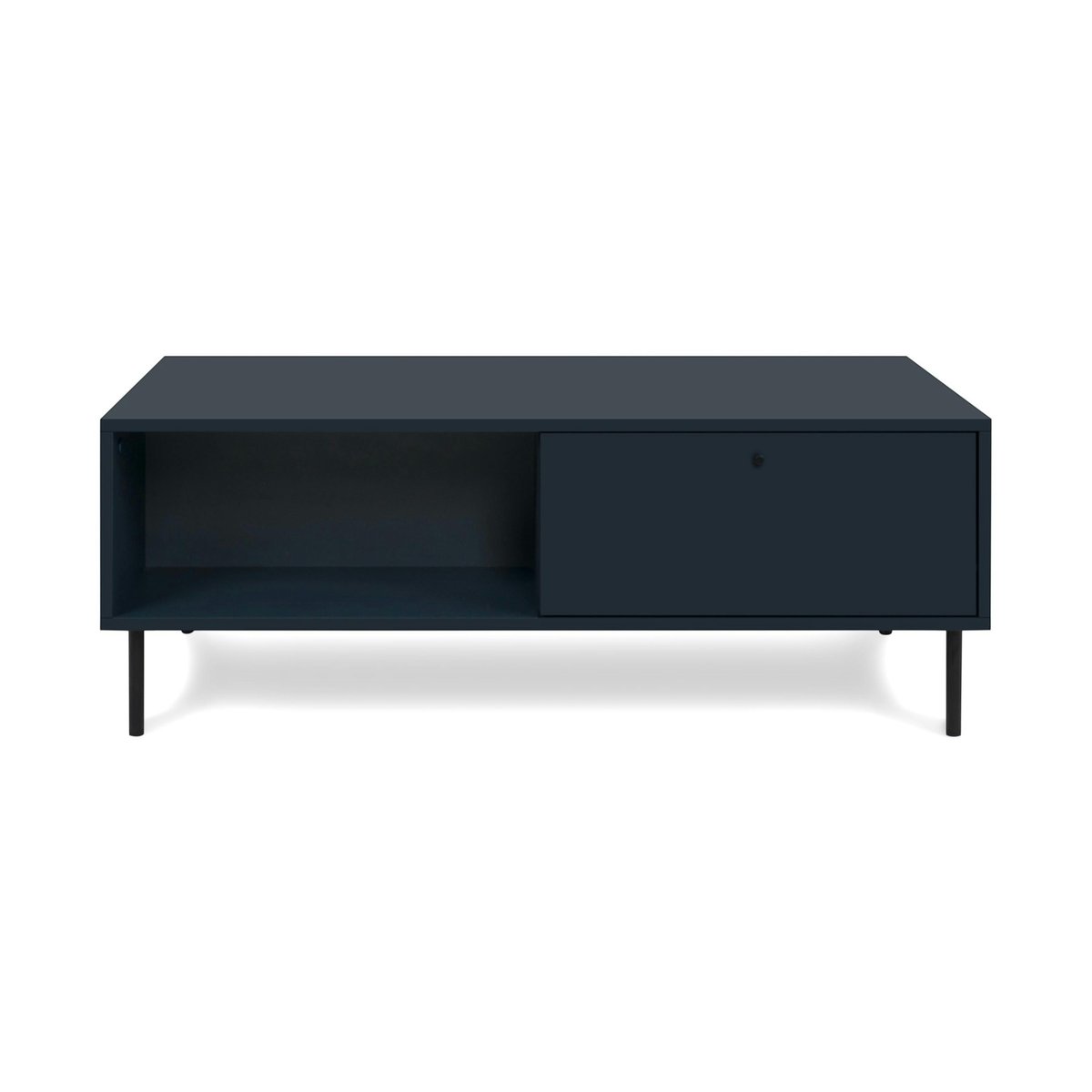 Table basse moderne bleu sombre 2 tiroirs 2 niches RAVEN bleu, PIER IMPORT