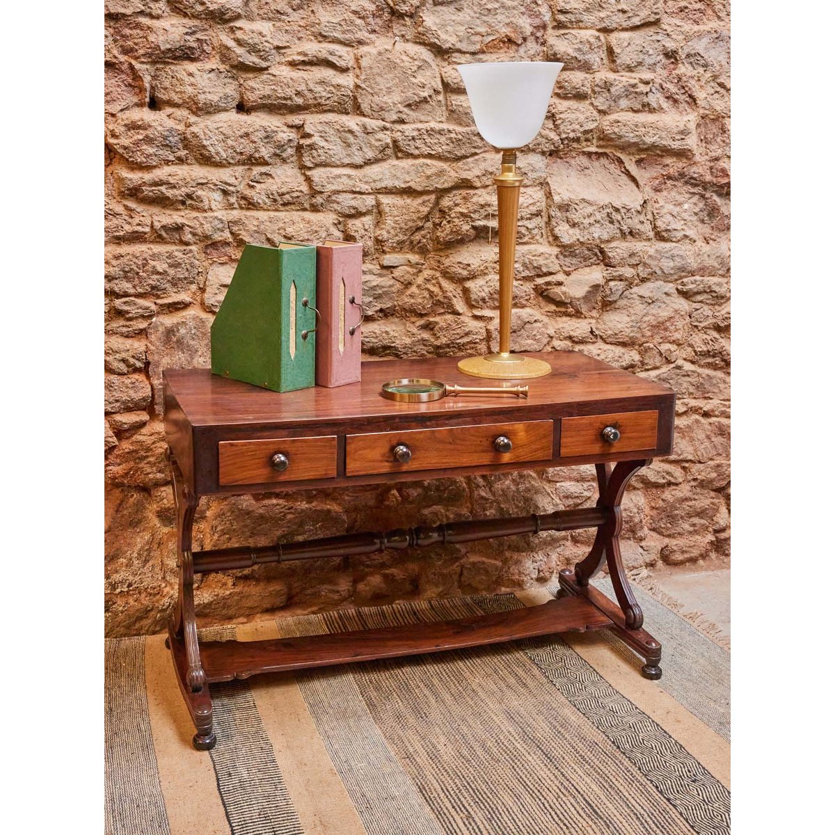Bureau anglais en bois Edouard N°503 - Bon état bois foncé, DEBONGOUT