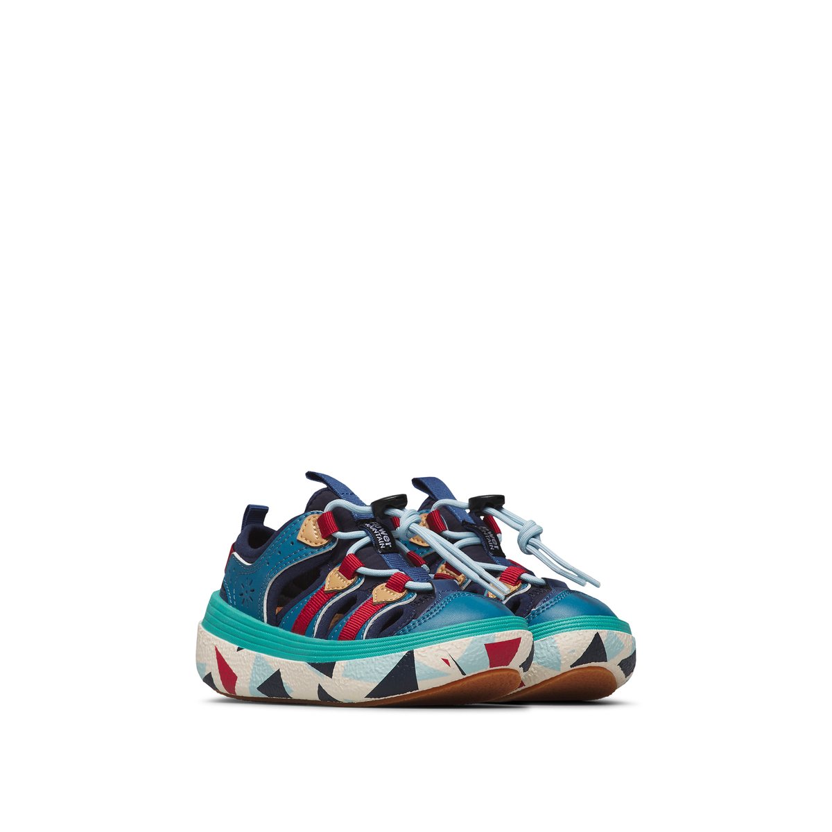 Sandales semi-ouvertes en simili cuir et tissu CHOMEI JUNIOR. marine-bordeaux, NATURINO