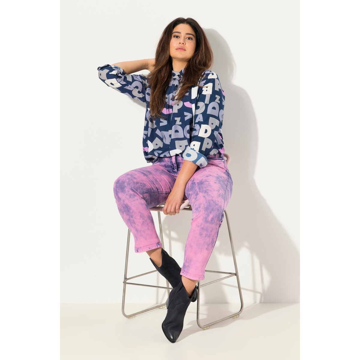 Jean Boyfriend 5 poches, matière stretch améthyste, ULLA POPKEN