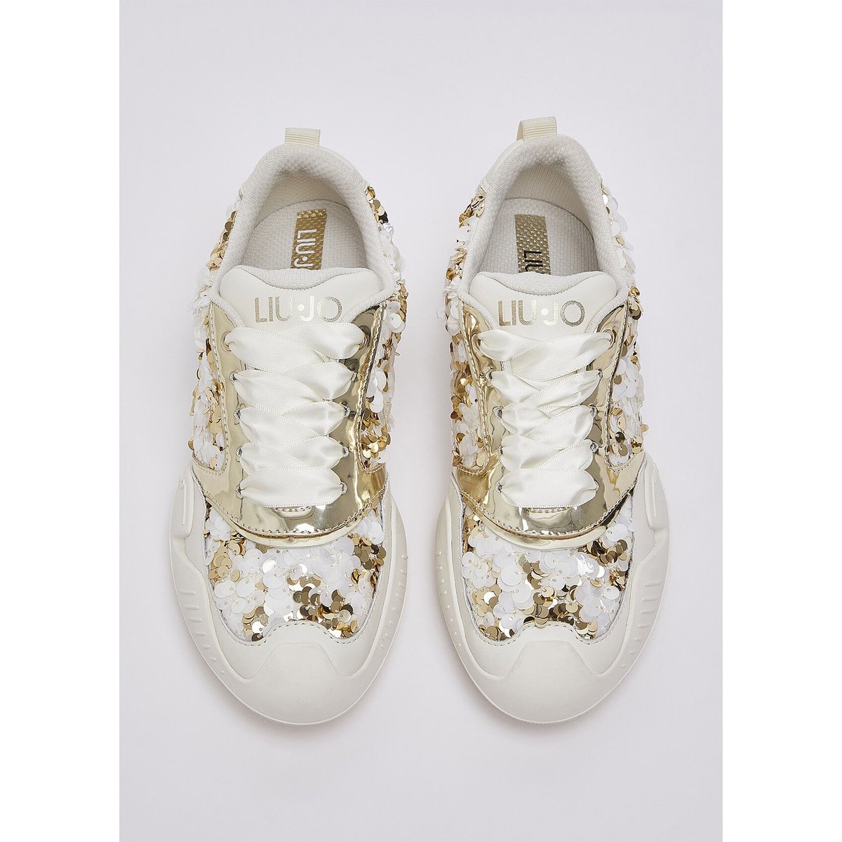Sneakers avec paillettes blanc et or, LIU JO