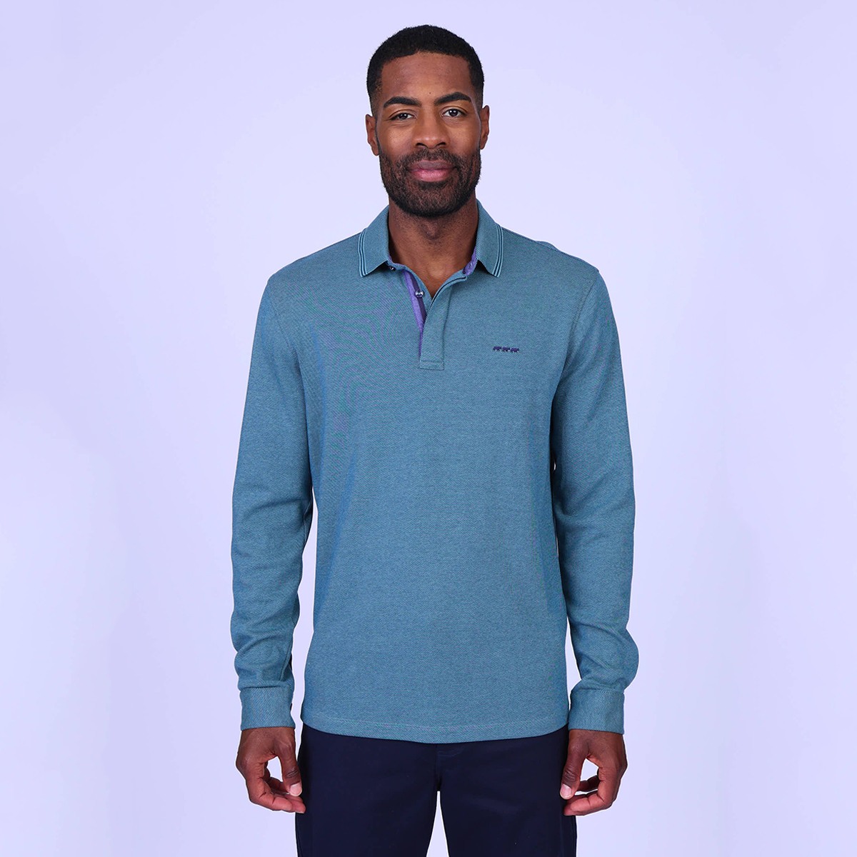 Polo piqué Oxford bleu petrole, MISE AU GREEN