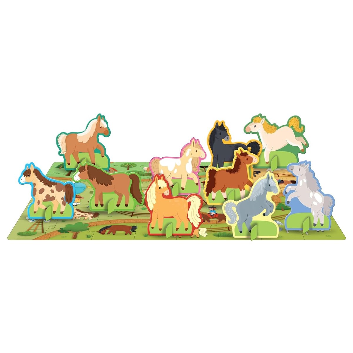 Livre et puzzle Les Poneys vert, SASSI JUNIOR