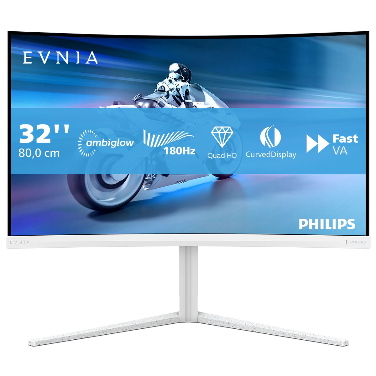 Ecran PC Gamer Evnia 32M2C5501 32" Incurvé 1500R QHD 180Hz Fast VA HDR10 Ambiglow couleur unique, PHILIPS