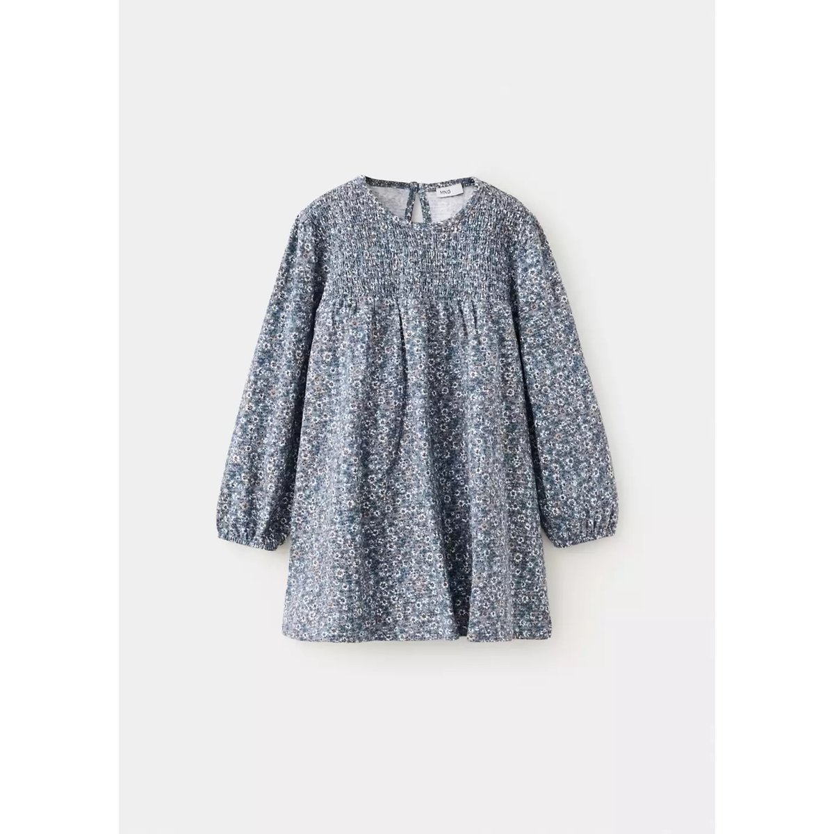 Robe fleurie froncée bleu, MANGO BABY