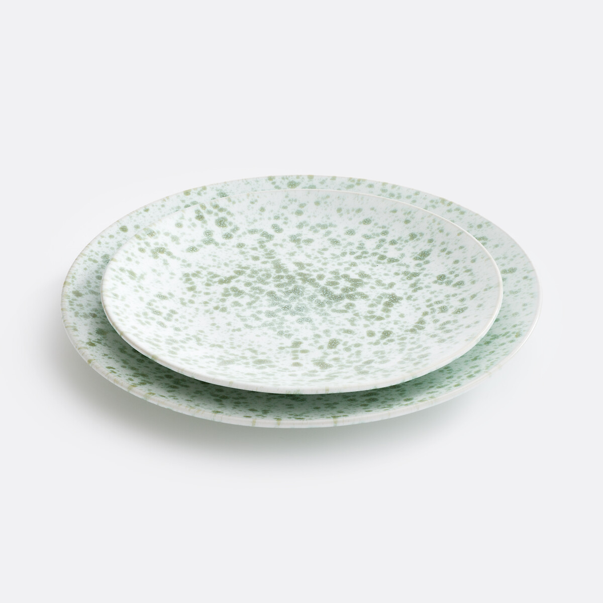 Lot de 4 assiettes plates grès émail réactif Halni kaki clair, LA REDOUTE INTERIEURS