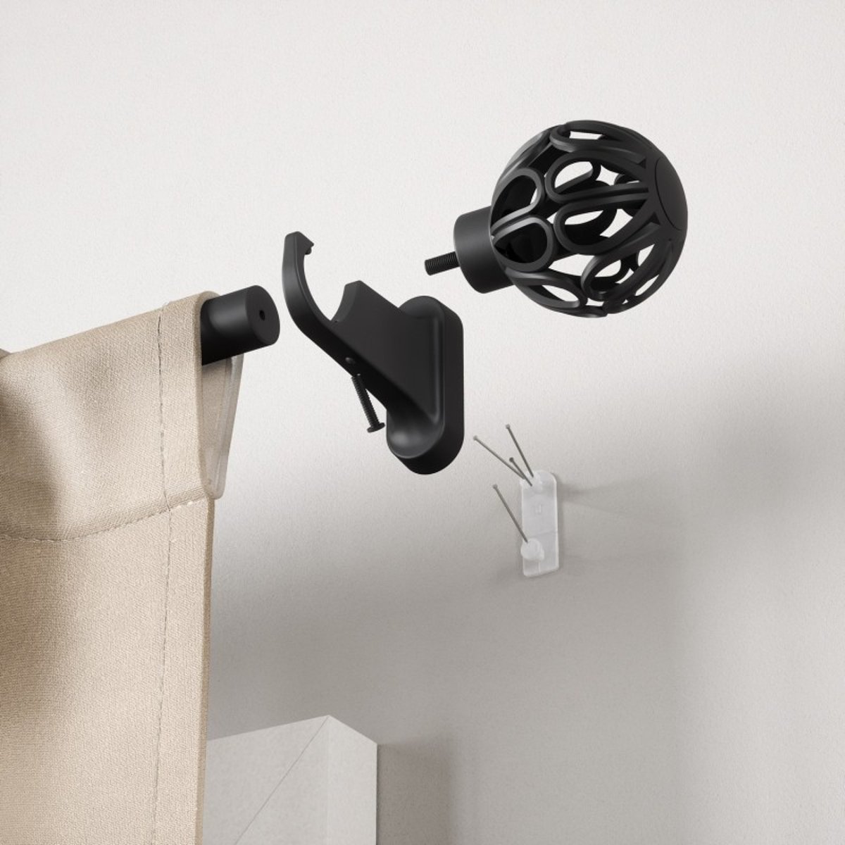 Tringle à rideaux sans percer  Aria Cage Pinpoint noir, UMBRA