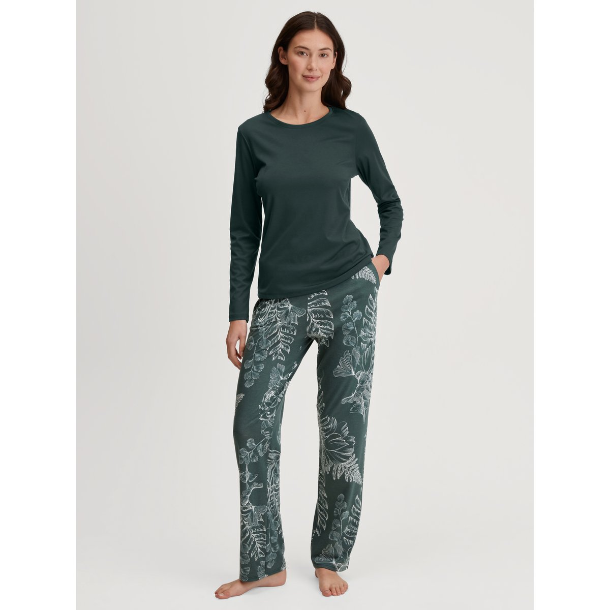T-shirt à manches longues manches longues Coton FAVOURITES BOTANIC emerald vert, CALIDA