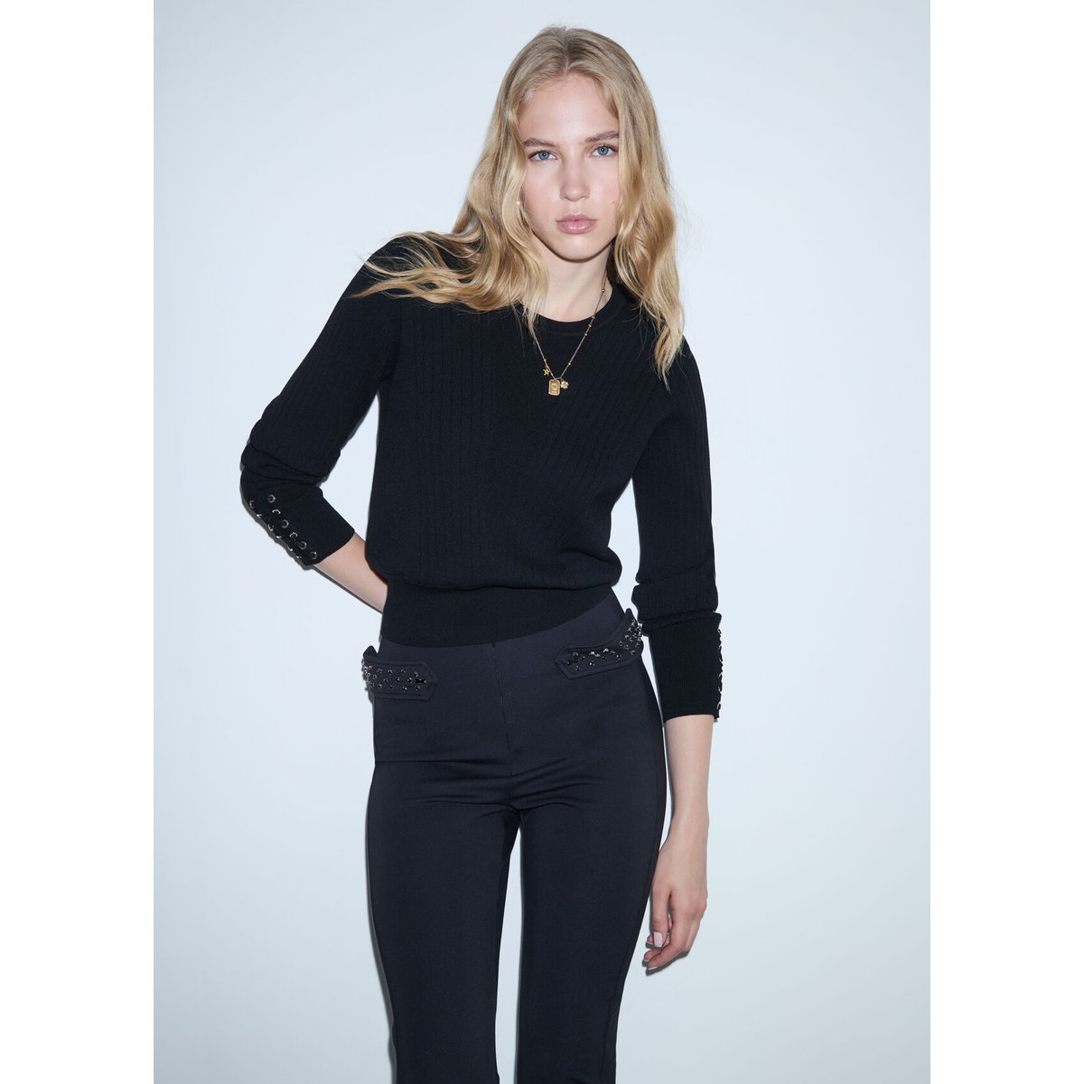 Pantalon slim fit avec ornements noir, LIU JO