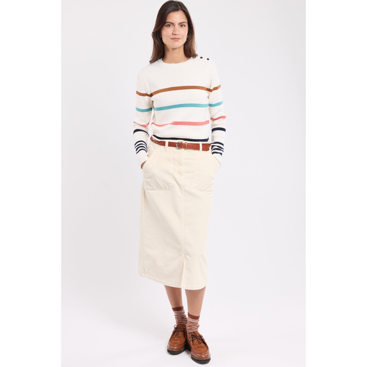 Pull marin rayé en Laine DEAUVILLE nat/seal/mut/cend/cara, ARMOR-LUX