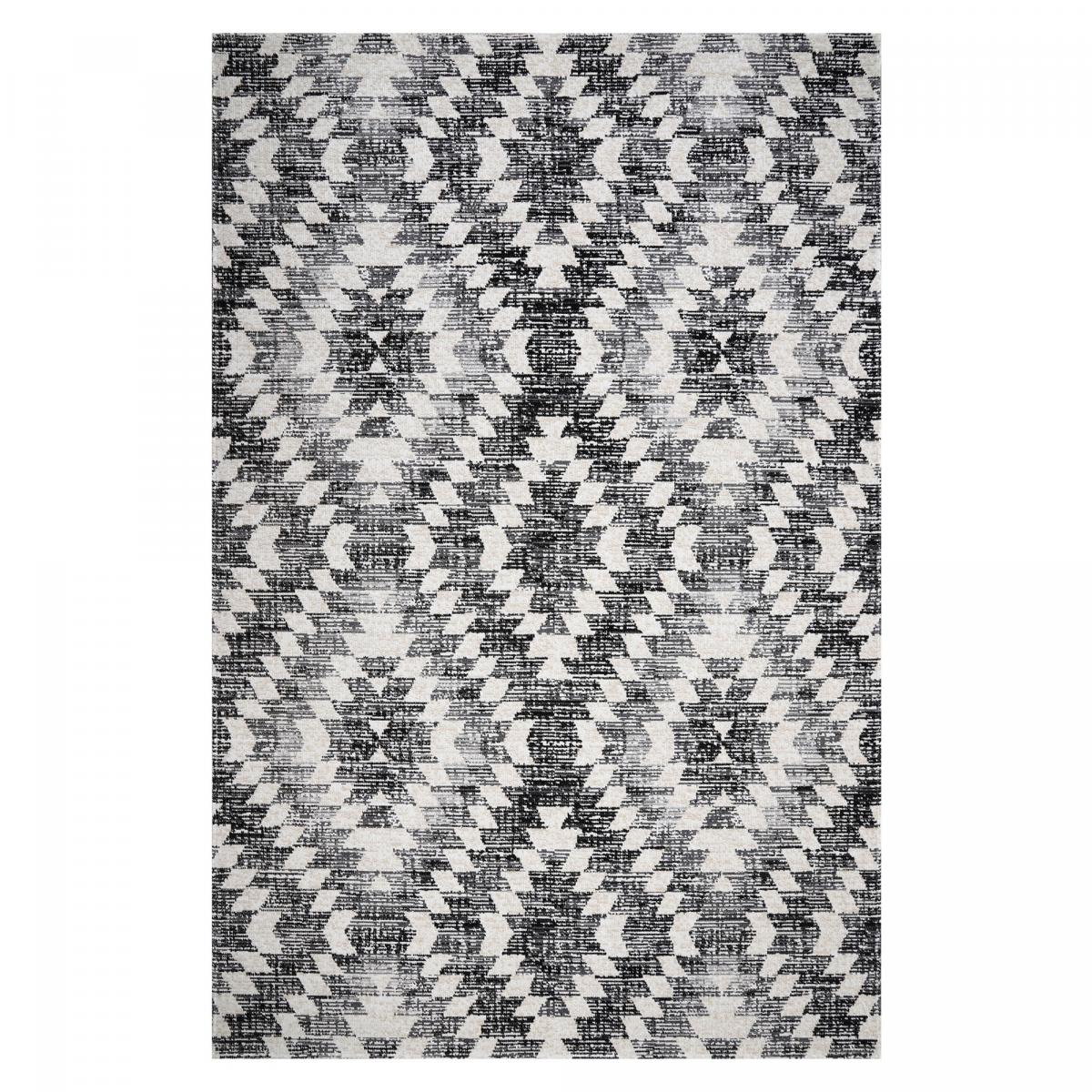 Tapis extérieur tissé kilim rectangle SANDRINE gris, noir, beige, UN AMOUR DE TAPIS