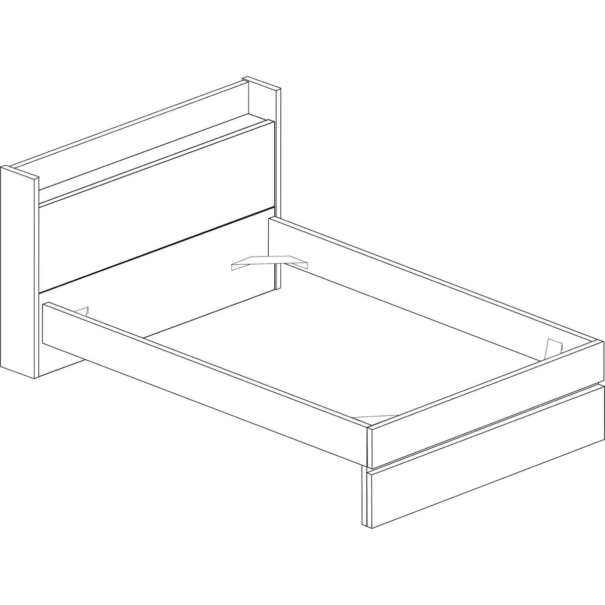 Lit en bois avec tete de lit bois naturel, TERRE DE NUIT