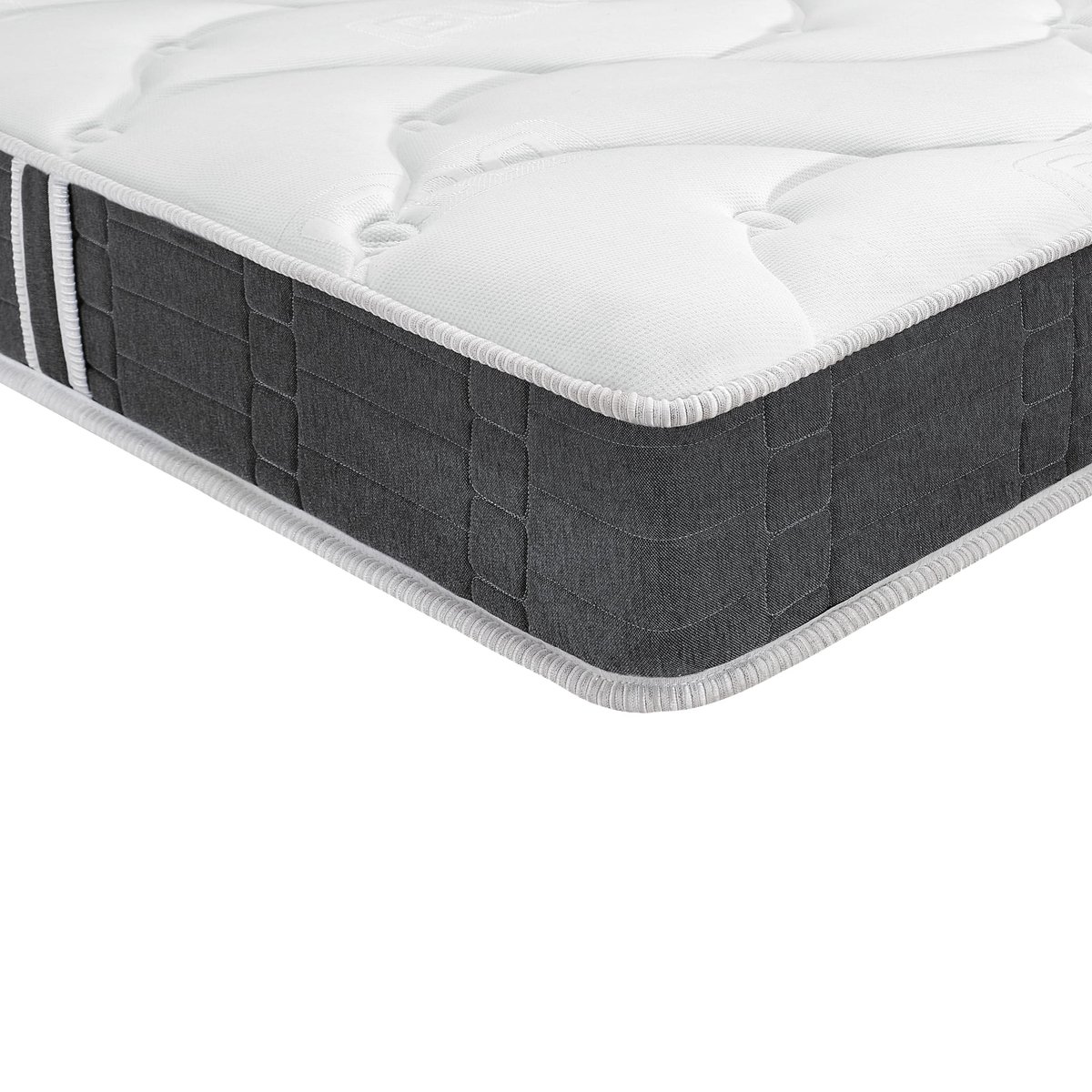 Ensemble matelas nano et mousse de confort SO GOOD, sommier Vigoroso gris fumé et pieds blanc, BULTEX
