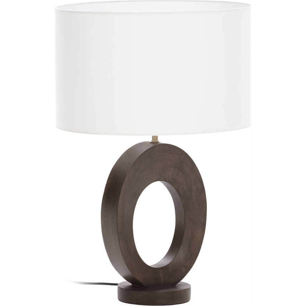 Lampe de table en bois au design ajouré marron foncé et blanc, RECOLLECTION