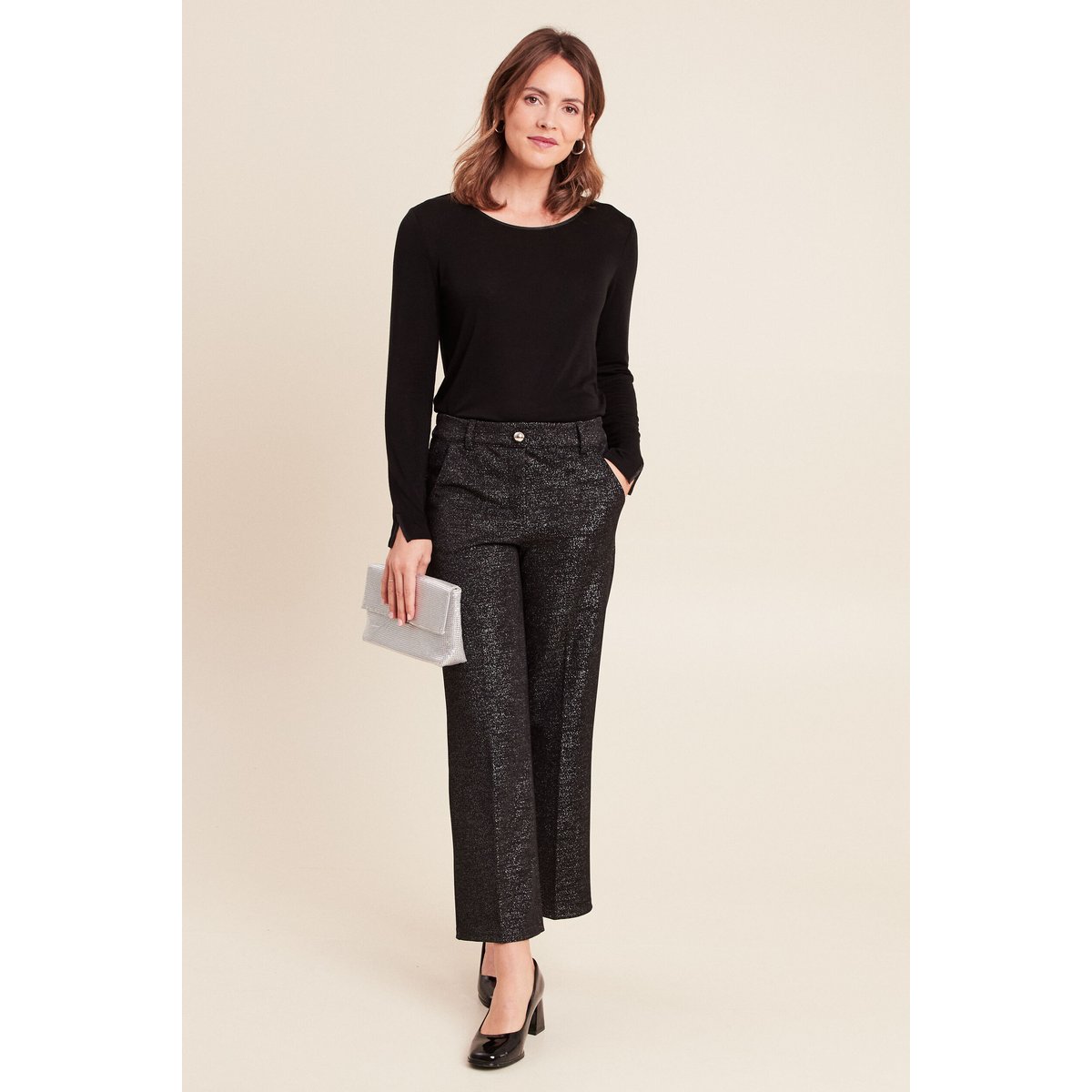 Pantalon large à paillettes noir, BREAL