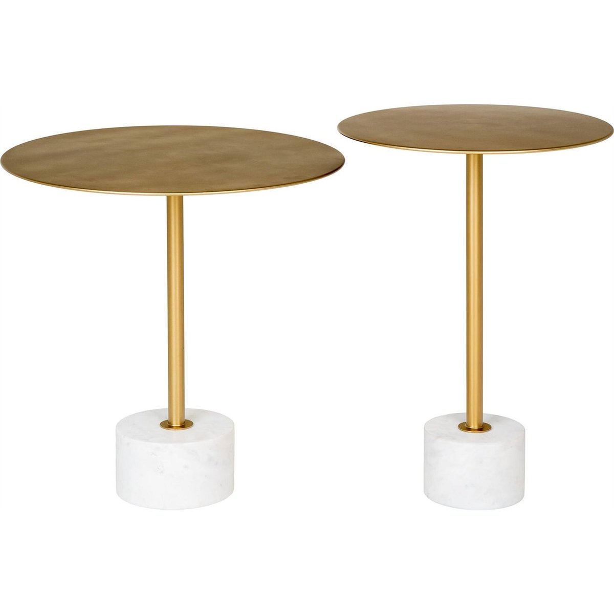 Table d'appoint ronde PROSSAN doré et blanc marbré, RECOLLECTION