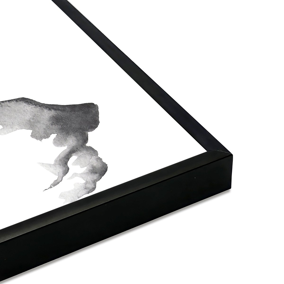 Affiche encadrée paysage poétique asiatique noir et blanc affiche + cadre en métal - noir, HEXOA